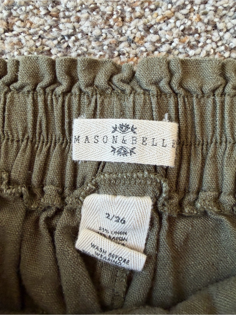 Mason & Belle Olive Green Linen Blend Wide Leg Utility Pants 2/26 Coastal Boho - Picture 5 of 6